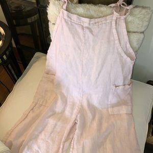Italian linen blush jumpsuit cropped